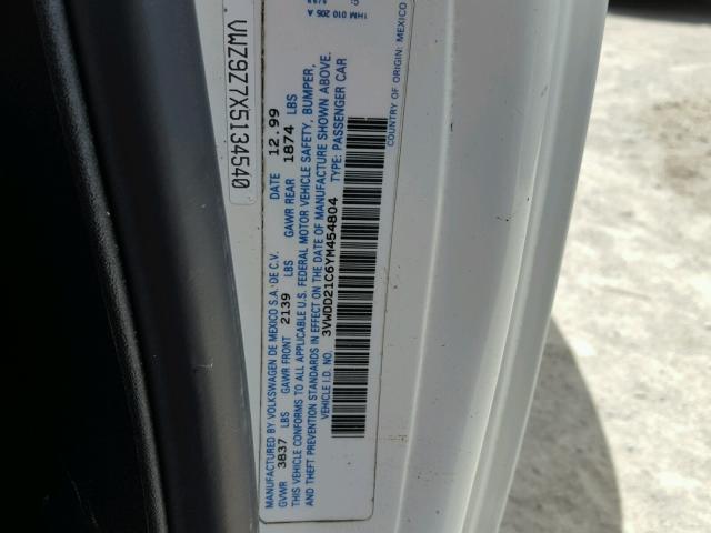 3VWDD21C6YM454804 - 2000 VOLKSWAGEN NEW BEETLE 白色 照片 10