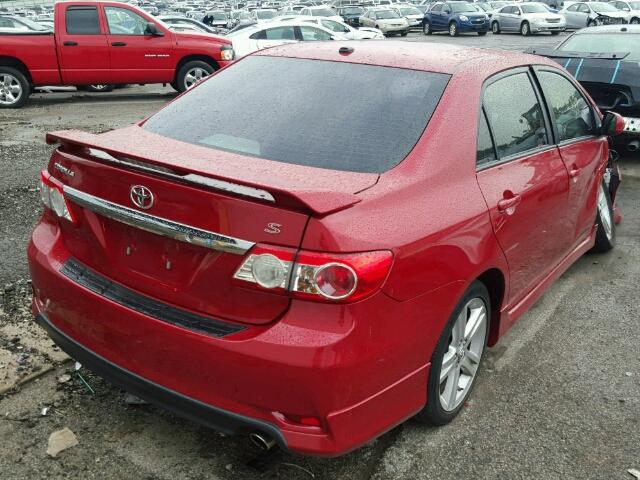 2T1BU4EE7DC103615 - 2013 TOYOTA COROLLA BA RED photo 4