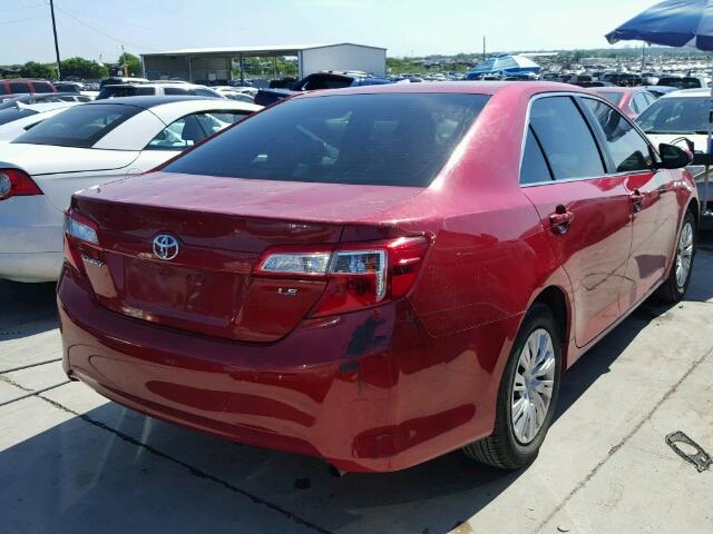 4T4BF1FK2DR326596 - 2013 TOYOTA CAMRY RED photo 4