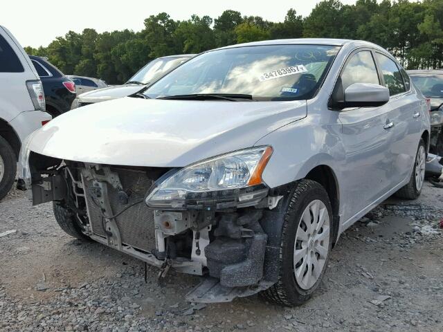 3N1AB7AP3EL606523 - 2014 NISSAN SENTRA SILVER photo 2