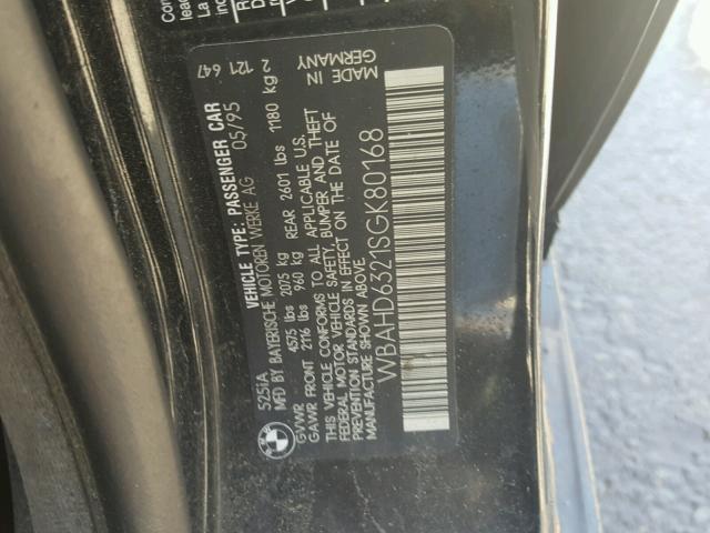 WBAHD6321SGK80168 - 1995 BMW 5 SERIES BLACK photo 10