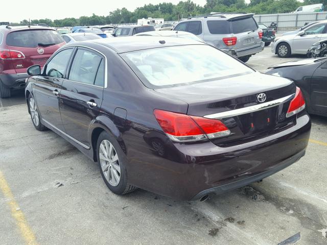 4T1BK3DB7BU433418 - 2011 TOYOTA AVALON BAS BURGUNDY photo 3