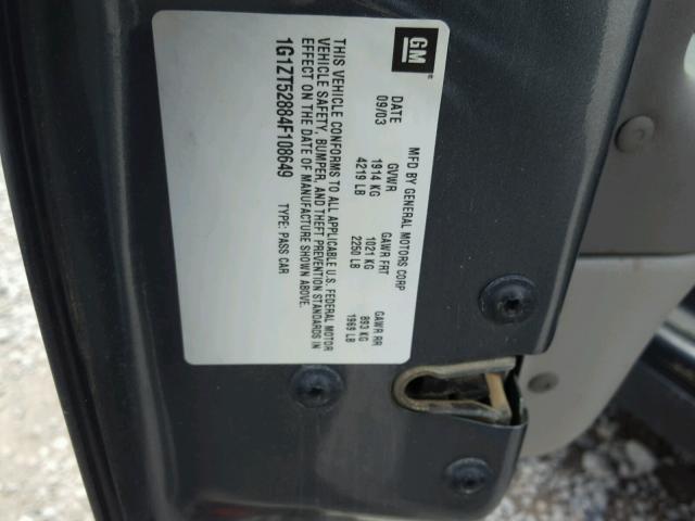 1G1ZT52884F108649 - 2004 CHEVROLET MALIBU LS 灰色 照片 10