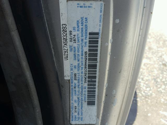 3VWCA21C9XM442245 - 1999 VOLKSWAGEN NEW BEETLE 银色 照片 10