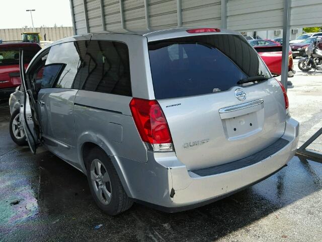 5N1BV28U08N115723 - 2008 NISSAN QUEST S SILVER photo 3