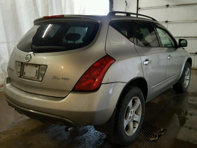 JN8AZ08W44W307701 - 2004 NISSAN MURANO SL SILVER photo 4