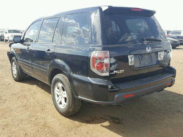 5FNYF18127B004826 - 2007 HONDA PILOT BLACK photo 3