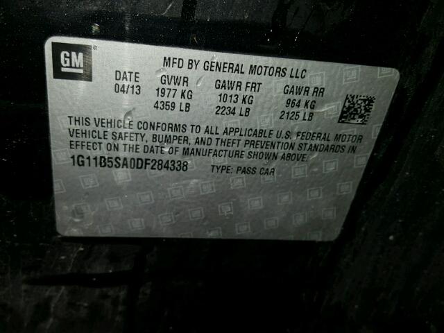 1G11B5SA0DF284338 - 2013 CHEVROLET MALIBU LS BLACK photo 10