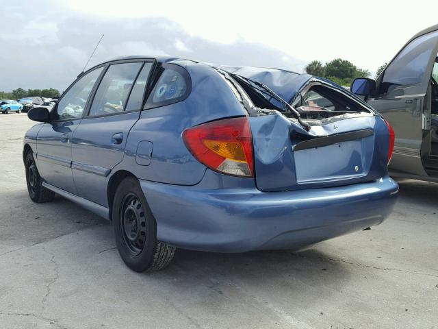 KNADC163326058441 - 2002 KIA RIO CINCO BLUE photo 3