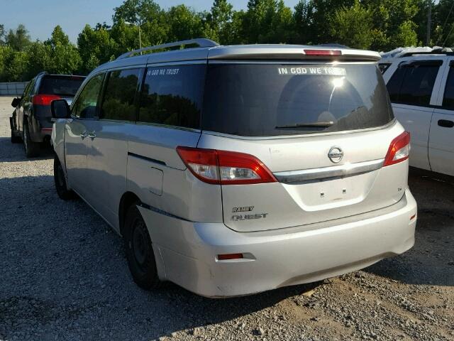 JN8AE2KP7C9049213 - 2012 NISSAN QUEST S SILVER photo 3