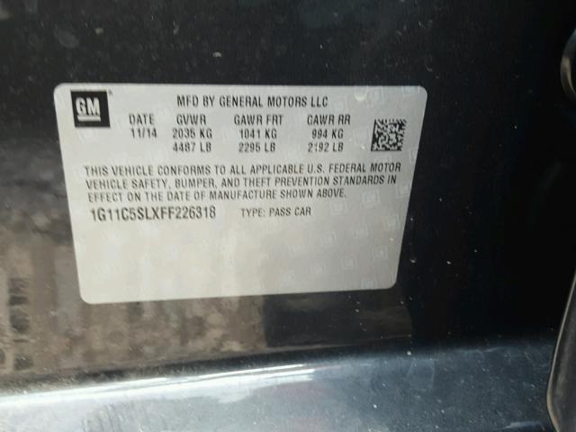 1G11C5SLXFF226318 - 2015 CHEVROLET MALIBU 1LT 灰色 照片 10