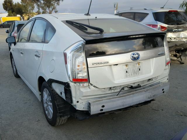 JTDKN3DP1C3005990 - 2012 TOYOTA PRIUS PLUG WHITE photo 3