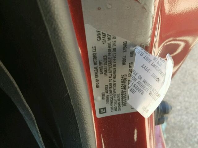 1GCCSCD91A8146816 - 2010 CHEVROLET COLORADO L MAROON photo 10