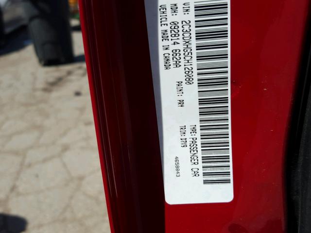 2C3CDXHG5CH126080 - 2012 DODGE CHARGER SX RED photo 10