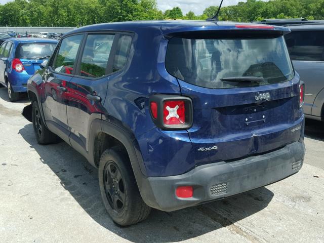 ZACCJBAW2GPC59165 - 2016 JEEP RENEGADE S BLUE photo 3