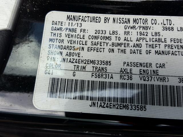 JN1AZ4EH2EM633585 - 2014 NISSAN 370Z BASE RED photo 10