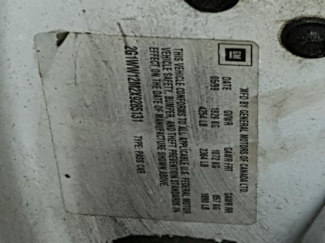 2G1WW12M2X9285131 - 1999 CHEVROLET MONTE CARL 白色 照片 10