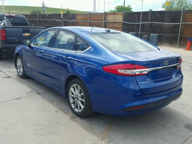 3FA6P0UU9HR337190 - 2017 FORD FUSION S H BLUE photo 3