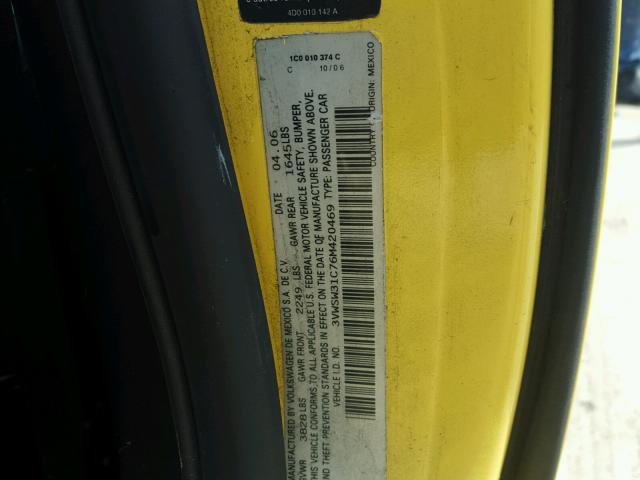 3VWSW31C76M420469 - 2006 VOLKSWAGEN NEW BEETLE ყვითელი ფოტო 10