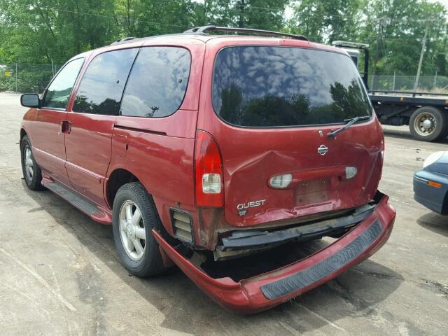 4N2ZN15T82D815444 - 2002 NISSAN QUEST GXE RED photo 3