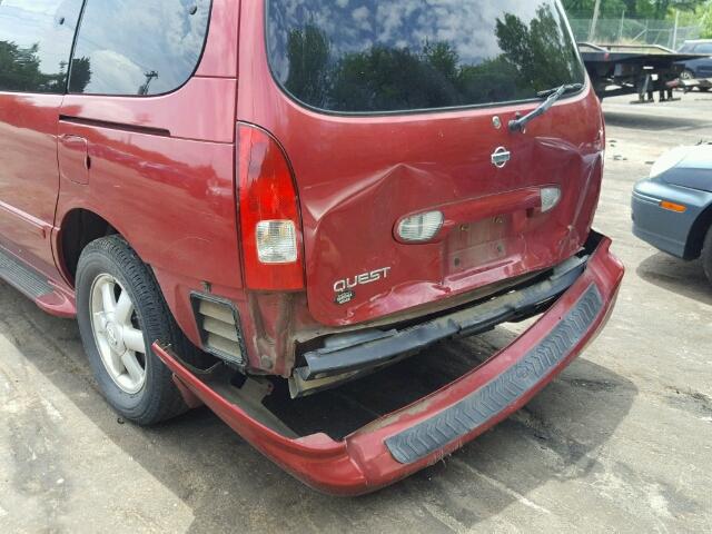 4N2ZN15T82D815444 - 2002 NISSAN QUEST GXE RED photo 9