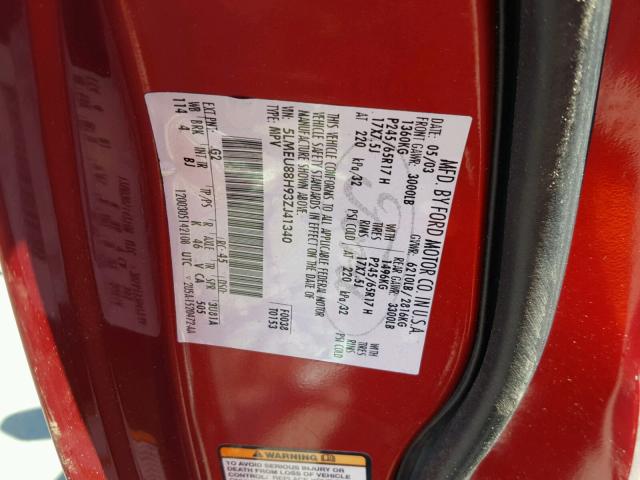 5LMEU88H93ZJ41340 - 2003 LINCOLN AVIATOR 红色 照片 10