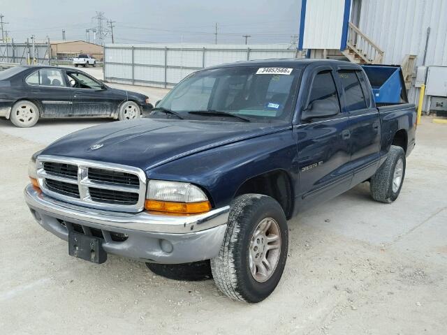 1B7HL2AN81S304392 - 2001 DODGE DAKOTA BLUE photo 2