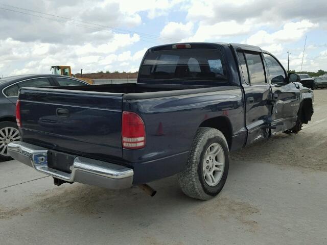 1B7HL2AN81S304392 - 2001 DODGE DAKOTA BLUE photo 4