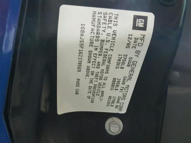 1G8AJ55F16Z170569 - 2006 SATURN ION LEVEL BLUE photo 10