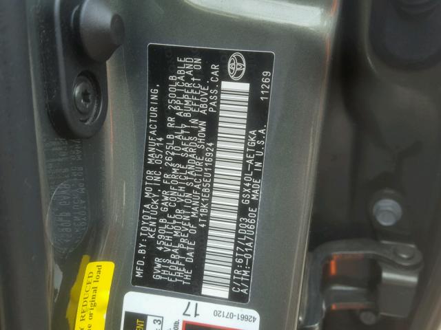 4T1BK1EB5EU116924 - 2014 TOYOTA AVALON BAS 绿色 照片 10