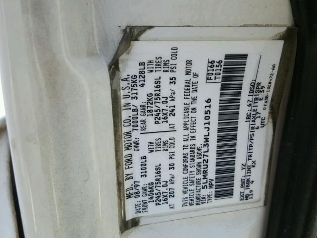 5LMRU27L3WLJ10516 - 1998 LINCOLN NAVIGATOR WHITE photo 10