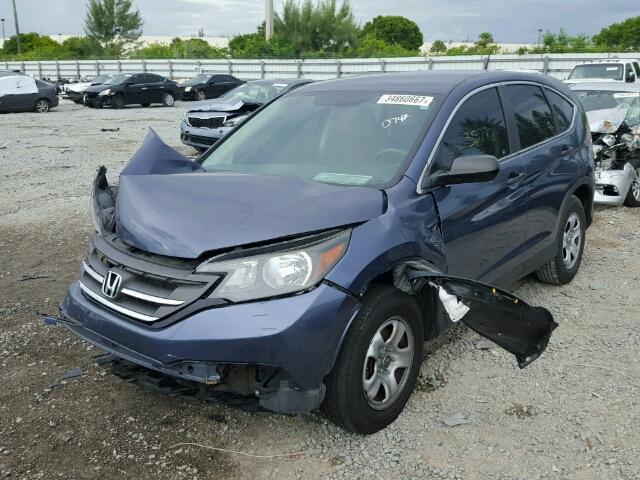 3CZRM3H35CG700747 - 2012 HONDA CR-V LX BLUE photo 2