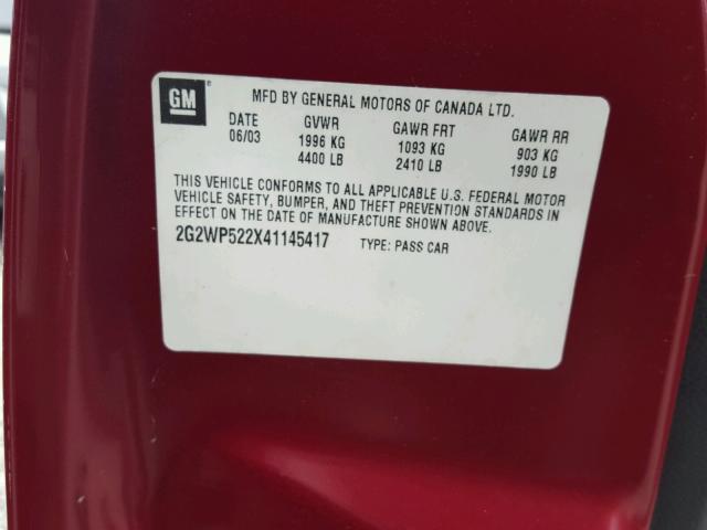 2G2WP522X41145417 - 2004 PONTIAC GRAND PRIX Bordo foto 10