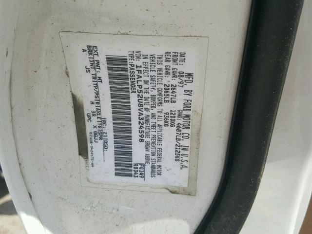 1FALP52U8VA324598 - 1997 FORD TAURUS GL WHITE photo 10