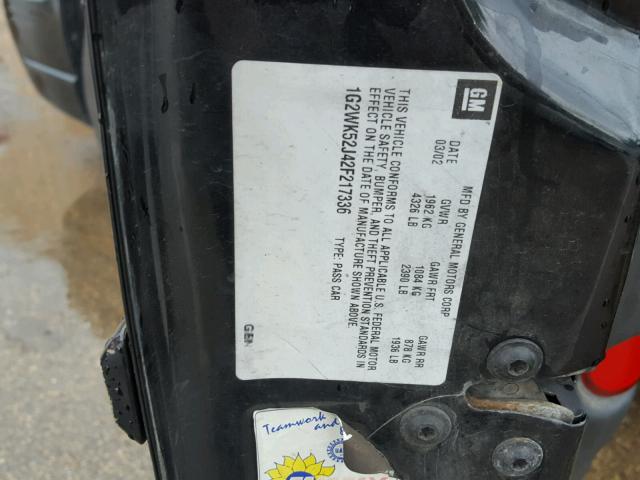 1G2WK52J42F217336 - 2002 PONTIAC GRAND PRIX BLACK photo 10