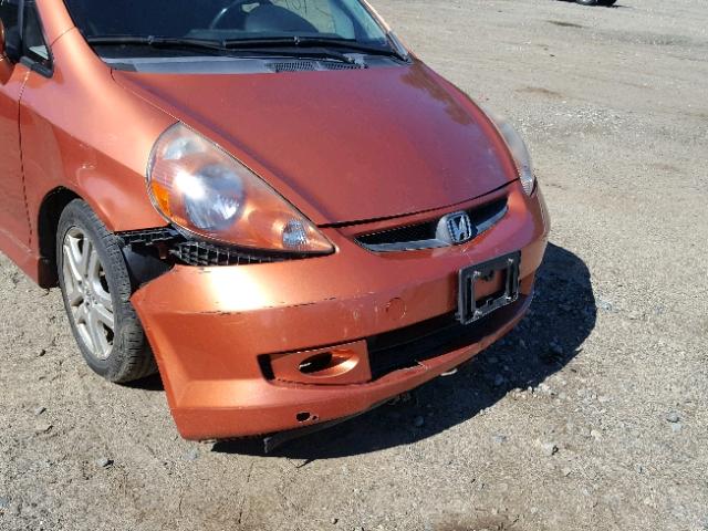 JHMGD386X7S059714 - 2007 HONDA FIT S ORANGE photo 9