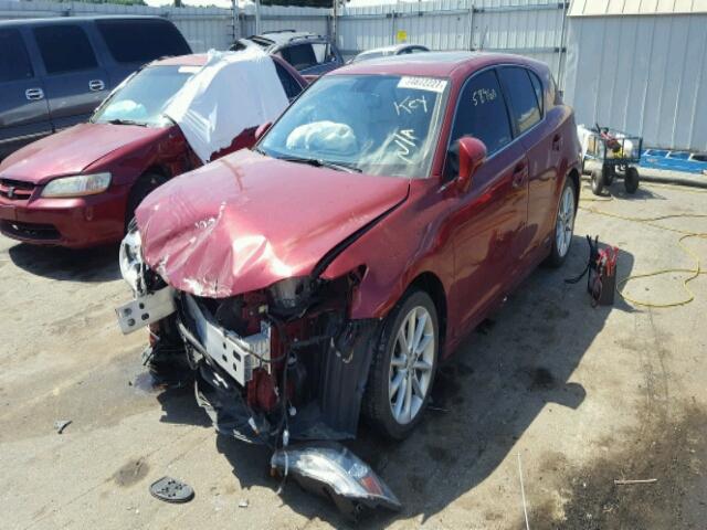 JTHKD5BH0C2111913 - 2012 LEXUS CT 200 BURGUNDY photo 2