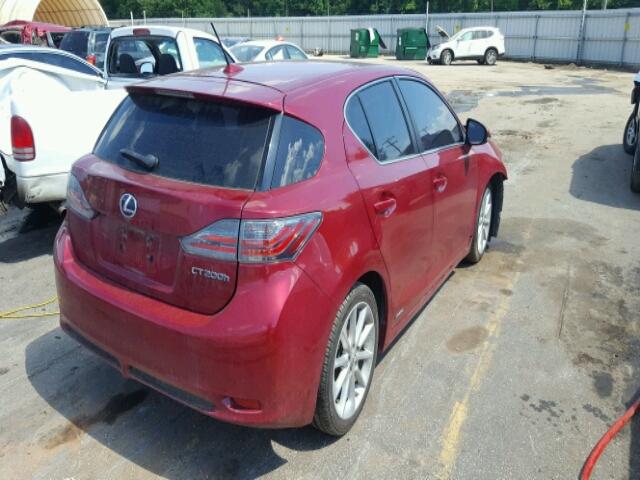 JTHKD5BH0C2111913 - 2012 LEXUS CT 200 BURGUNDY photo 4