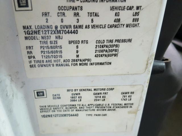 1G2NE12T2XM704440 - 1999 PONTIAC GRAND AM S Ağ foto 10