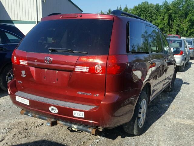 5TDZA23C15S311284 - 2005 TOYOTA SIENNA CE RED photo 4