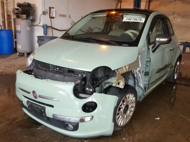 3C3CFFCR5DT739516 - 2013 FIAT 500 LOUNGE GREEN photo 2