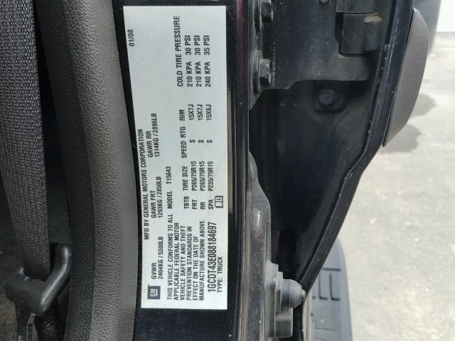 1GCDT43E088184697 - 2008 CHEVROLET COLORADO L BLACK photo 10
