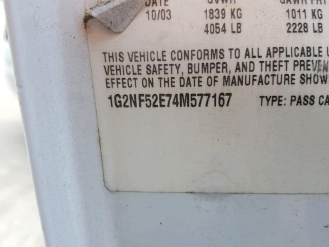 1G2NF52E74M577167 - 2004 PONTIAC GRAND AM S Ağ foto 10