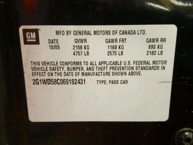 2G1WD58C069182431 - 2006 CHEVROLET IMPALA SUP BLACK photo 10