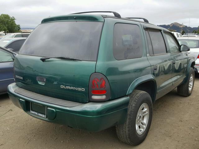 1B4HS48N72F198383 - 2002 DODGE DURANGO SL GREEN photo 4