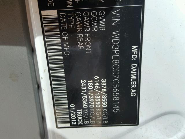 WD3PE8CC7C5658145 - 2012 MERCEDES-BENZ SPRINTER 2 WHITE photo 10