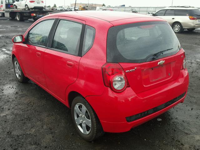 KL1TD66E29B639299 - 2009 CHEVROLET AVEO LS RED photo 3