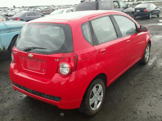 KL1TD66E29B639299 - 2009 CHEVROLET AVEO LS RED photo 4
