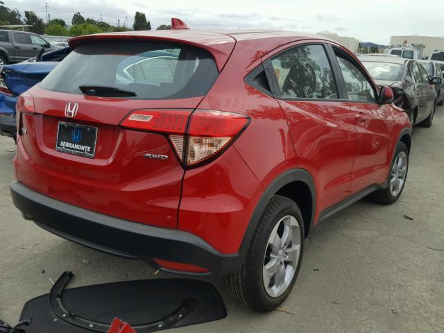 3CZRU6H39JG708235 - 2018 HONDA HR-V LX RED photo 4