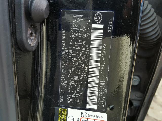 4T1BE46K67U172199 - 2007 TOYOTA CAMRY NEW BLACK photo 10